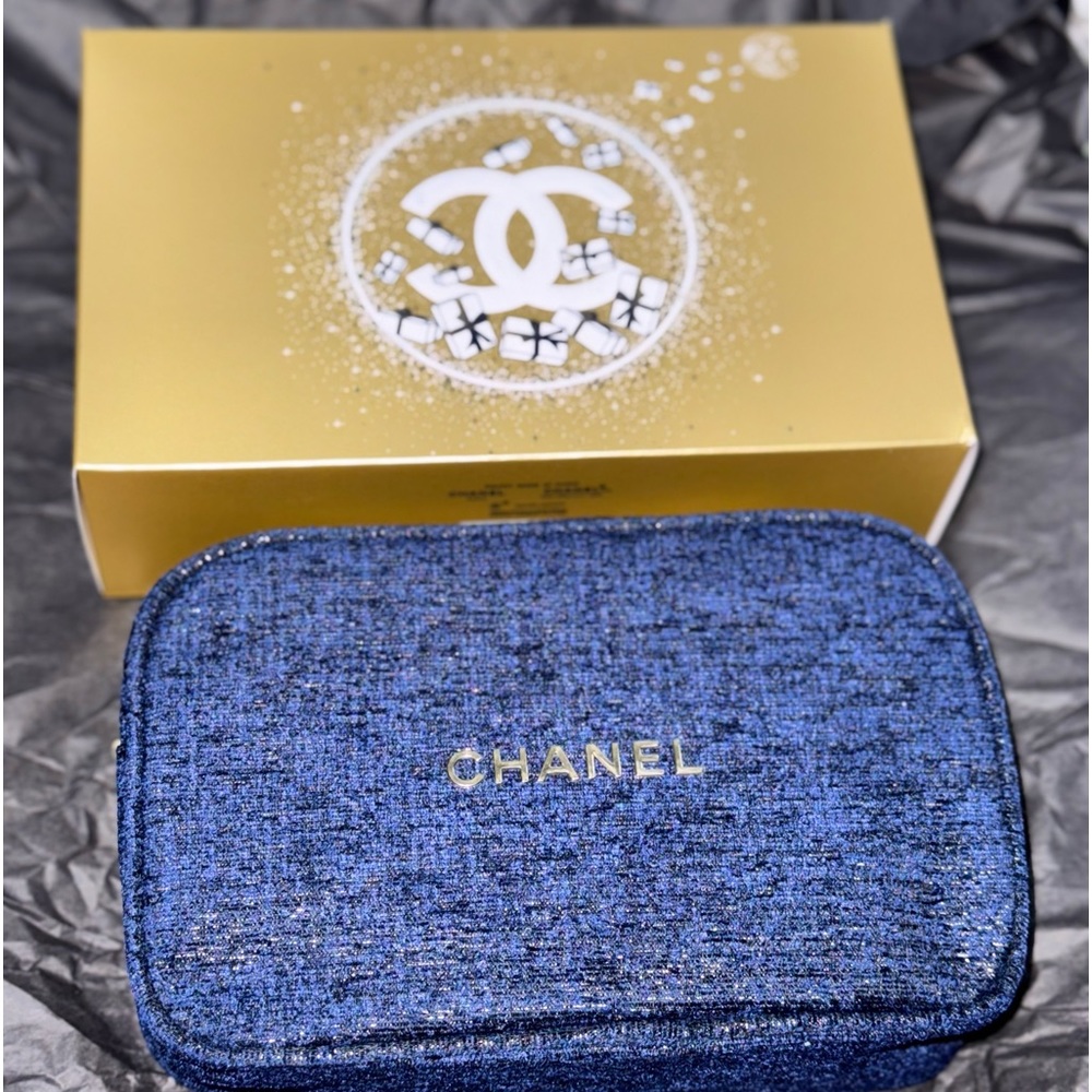 Authentic Chanel 2023 cosmetic
bag blue